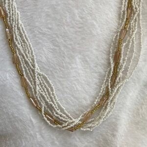 NWT Howard's long beaded necklace white and gold